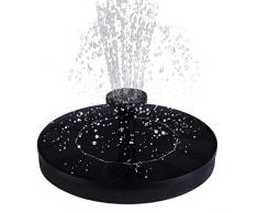 Solarbrunnen-Kleiner Runder Solarbrunnen, Solar Springbrunnen, Solar Teichpumpe Outdoor Wasserpumpe Solarpumpe mit 5V Brunnen für Gartenteich Vogel-Bad Fisch-Behälter Kleiner Teich (Schwarz)