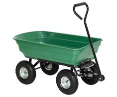 LARS360 Kippwagen Bollerwagen Gartenwagen Handwagen Handkarren Gartenkarre Transportkarre 75L bis 250kg Belastbar Aufblasbar Reifen Grün