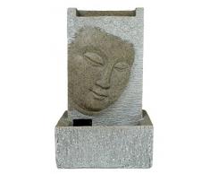 colourliving Brunnen Buddha Zimmerbrunnen mit LED Wohnung Entspannung Dekoration Sandstein Optik Luftbefeuchtung Deko Wohnzimmer