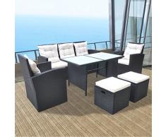 Tidyard 18-teilig Gartengarnitur Poly Rattan Sitzgruppe Gartengruppe Essgruppe mit Sitzpolster PE-Rattan Lounge Set Garten Terrasse Sitzgarnitur Schwarz