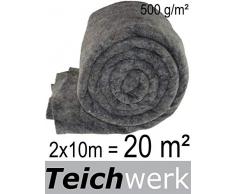 TEICHWERK 20 m² Teichvlies 500 g/qm Premium Schutzvlies Abdeckvlies Teich Vlies Flies Teichflies