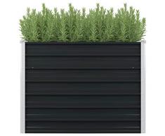Tidyard Hochbeet Gartenbeet Pflanzbeet Frühbeet Pflanzkübel Pflanzkasten Blumenkasten Gemüsebeet Blumenbeet Anthrazit 100x100x77cm Verzinkter Stahl