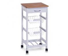 Zeller 13773 Küchenrollwagen, Mitteldichte Holzfaserplatte (MDF), 36 x 36 x 76 cm, weiß/Bamboo-Dekor