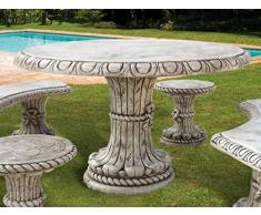 pompidu-living Steintisch Friuli - Runder Steintisch für den Garten - Aus witterungsbeständigem Steinguss - Wetterfester Gartenmöbel Tisch, schwarz Ø 130