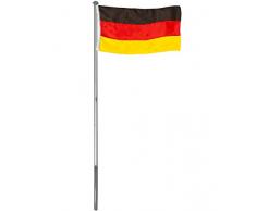 BRUBAKER Aluminium Fahnenmast Flaggenmast 6 m mit Erdhülse + Deutschland Flagge 150 x 90 cm