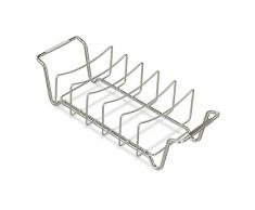 Relaxdays Rippchenhalter 2in1, Bratenkorb zum Grillen, BBQ, Rib Holder, multifunktional, für Spare Ribs, Stahl, silber