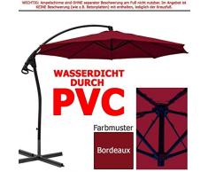 habeig WASSERDICHT Ampelschirm 3m Bordeaux rot durch PVC Schirm 300cm Sonnenschirm