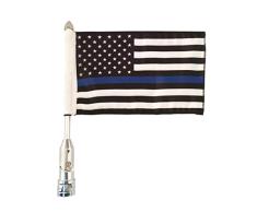 Shiwaki Motorrad Flagge und Fahnenmast Dekoration Kit, Faltbarer Flaggenmast + 6 x 9 US Blau Fahne