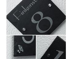Schiefer Hausnummer/Straße Namen Gravur 20x20 cm Firmenschild Namensschild