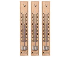 Lantelme 3 Stück Holzthermometer Set Analog Außen Garten Innen Zimmer Holz Buche Thermometer 7837