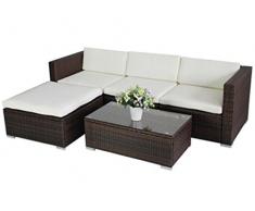 LD Poly Rattan Lounge Gartenset braun Sofa Garten Garnitur Polyrattan Gartenmöbel