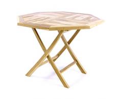 Divero Balkontisch Gartentisch Tisch Esstisch Holz Teak klappbar Ø 100 cm massiv Natur