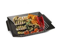 Zobel Grillkorb - Eisen Gemüsekorb für perfekt gebräuntes Gemüse, Fleisch und Fisch - Universeller, gelöcherter Grillwok geeignet für alle Arten von Grills I Gemüseschale I Gemüsepfanne 36 x 31 x 6 cm