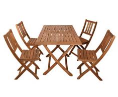 SAM 5-TLG. Gartengruppe Callao, 1x Tisch 120x70 cm + 4X Klappstuhl Blossom, Balkon-Set, Akazien-Holz, FSC® 100% Zertifiziert