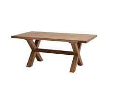 Ploß Gartentisch Lincoln 180 x 100 cm - Terrassentisch Holz massiv mit FSC-Zertifikat - Balkontisch aus hochwertigem Naturholz für 6-8 Personen- Teakholz-Tisch Braun mit X-Beinen