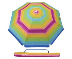 MOVTOTOP 200cm Sonnenschirm, UV 50+ Schutz Sonnenschirm Strand, Rostfrei Marktschirm mit Kippbarer Aluminiumstange, Gestreifter Strandschirm, Gartenschirm für Balkon, Terrasse, Garten, Hinterhof 1