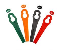 Ersatzmesser-Set Rasentrimmer-Zubehör 100 Stück Kunststoffmesser für Akku-Rasentrimmer Bosch, Einhell, großen Lochdurchmesser is 12 mm, kleine Lochdurchmesser 7 mm