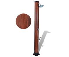 well2wellness Hochwertige Solardusche Gartendusche mit Holzoptik und 40 Liter Wassertank