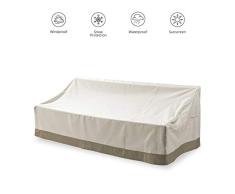 Lumaland Abdeckung für 2-Sitzer-Lounge-Sofa Gartenbank 137,2 x 96,5 x 38,1/73,7 robuste Schutzhülle für Gartenmöbel Oxford 600D 280 g/m² Wasserdicht Witterungsbeständig Winterfest cm Beige