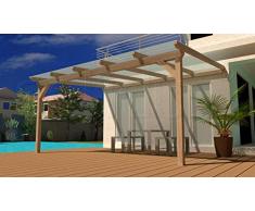 solidBASIC 400x400 cm BxT Leimholz Terrassenüberdachung + Stegplatten + Zubehör - Unbehandelt/NATUR - ÜBERDACHUNG TERRASSENDACH HOLZ VORDACH CARPORT TERRASSE WINTERGARTEN GARTENLAUBE PAVILLON