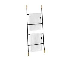 SoBuy FRG264-SCH Freistehende Handtuchleiter Handtuchständer Badregal mit 4 Handtuchstangen Kleiderleiter Leiterregal fürs Bad Dekoleiter Schwarz BH ca.: 51x150cm