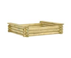 vidaXL Kiefernholz Imprägniert Sandkasten Verrottungsfest Sandbox Sandkiste Sitzbank Holzsandkasten Holzsandkiste Kinder 120x120x27cm