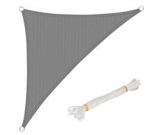 WOLTU Sonnensegel Dreieck 5x7x7m Grau atmungsaktiv Sonnenschutz HDPE Windschutz mit UV Schutz für Garten Terrasse Camping