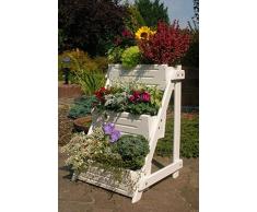 Deko-Shop-Hannusch Blumentreppe, Blumenleiter, Pflanztreppe, Pflanzleiter aus Holz, vollständig behandelt, weiß