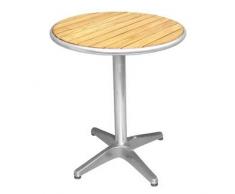Bolero u428 rund Ständer Bistro Tisch Esche und Aluminium-Top, 600 mm, silber