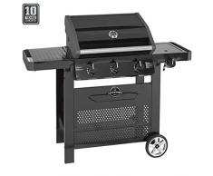 Jamestown PERCY 3-Brenner Gasgrill mit direkter und indirekter Grillfunktion inkl. Seitenbrenner | Hochwertiger Grill für Terrasse, Balkon und Garten