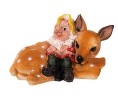 Birendy Großer Zwerg mit REH Gartenzwerg Gartenwichtel NF15176 Groß 37cm Figur Dekozwerg