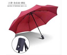 QNBD Windbeständiger Taschenschirm Automatik Regen Damen Auto Business Großschirm Regen Windschutz Regenschirm Herren Rot