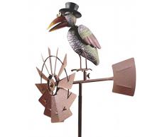 Windrad ArtFerro, Rabe, Metall, 50x30x151, detailreich, handbemalt