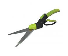 Xclou Rasenkantenschere, Handgrasschere, Grassschermesser, ca. 17 cm Klingelänge, ca. 37 cm Gesamtlänge, 360 grad, Edelstahlklinge mit Wellenschliff, grün/grau