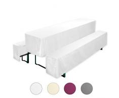 Gräfenstayn® Valentin - Biertischhussen-Set 3 tlg für Bierzeltgarnitur - 50cm oder 70cm Tischbreite - mit Öko-Tex Siegel Standard 100 :Geprüftes Vertrauen 30570 (Weiß, 50x220cm)