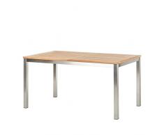Ambientehome Tisch, Ausziehbarer Teakholz Edelstahl Lagos Esstisch Gartentisch, braun, 150x90x75 cm, 69283