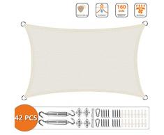 CHENG Sonnenschutzsegel 3x5.5m, Schattenspender, Sonnenschutz, Hergestellt aus hochwertigem Polyester, für Garten Terrasse Camping - Milchig weiß