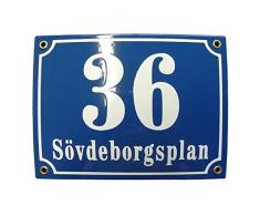 Hausnummer Hausnummernschild Emaille 15x20 cm mit Wunschstraßennamen und Nummer