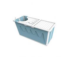 ZLMI Mobile tragbare Badewanne für Erwachsene, große freistehende hot tub 360 ° Einfassung badefass Kunststoff Spa mit Abdeckung Tragbarer Klapppool Baby Dusche Wanne 120 * 63 * 53 cm