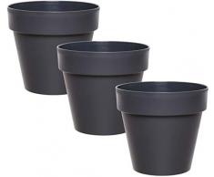 idea-station Blumentöpfe, 3 Stück, 14 cm, anthrazit, rund, Blumentopf, Blumenvase, Übertopf, Pflanzkübel, Pflanztöpfe, Pflanzentopf, Kräutertopf, Indoor, Outdoor, bruchsicher