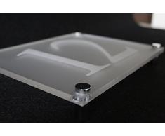 Hochwertiges Namensschild Hausnummer mit Gravur aus Acrylglas 23x30 cm mit über 80 Motiven Türschild für die Haustür mit Namen Haustürschild Familienschild Haus Garten