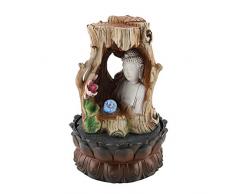 Zimmerbrunnen Gartenbrunnen Wasserfall Buddha Brunnen mit LED Beleuchtung Tischbrunnen Wasserbrunnen Zimmerspringbrunnen für Home Office Dekoration