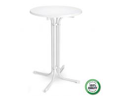 BeFair Stehtisch Nico Klappbar Ø 70 cm Bistrotisch Partytisch Rund Weiß Klapptisch Vormontiert mit 4 Haken für Jacken oder Taschen