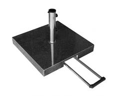 anndora Komfort Sonnenschirmständer aus Granit - 55kg rollbar Teleskopgriff dunkelgrau