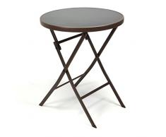 Nexos Bistro Tisch mit Glasplatte klappbar Terrassentisch Gartentisch Glastisch braun
