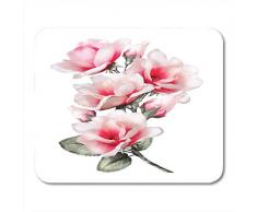 Mauspads Tropical Pink Magnolia Aquarell Blumen mit Blumenstrauß aus weißem Blatt und Knospen Exotische Zusammensetzung Mauspad für Notebooks, Desktop-Computer Büromaterial