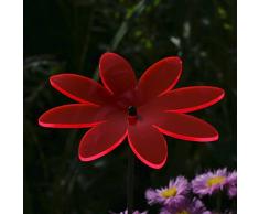 Acrylglas Sonnenfänger Blüte Blume 14cm neon transparent fluoreszierend geschwungen mit 60cm Stab - Farbauswahl - Suncatcher, Farbe:neonrot