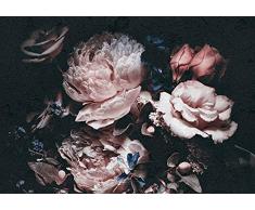 Forwall Fototapete Vlies Tapete Wanddeko Blumen Rose - Blumenstrauß Vintage Kunst Retro Moderne Wanddekoration 13525VEXL 208cm x 146cm Schlafzimmer Wohnzimmer