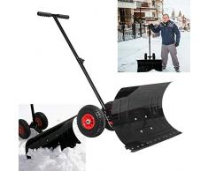 Froadp Schneeschaufel auf Rädern Verstellbarer Schaufelwinkel Höhenverstellbar Schnee-Fuchs Schneeschild Schneeschieber Schneeräumer Kunststoffblatt von 74 cm Breiten
