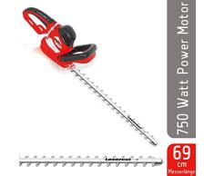 Grizzly Elektro Heckenschere EHS 750, 69 cm Messerlänge, 61 cm Schnittlänge, 750 W, 9-fach verstellbarer Drehgriff, robustes Metallgetriebe, mit Schnellstop-Bremsfunktion